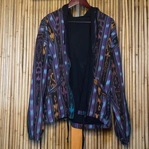 Vintage patterned hooded zip up